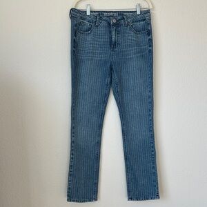 SoundStyle Size 8 Straight Leg Jeans Mid Rise Stripe Denim Ridged Front